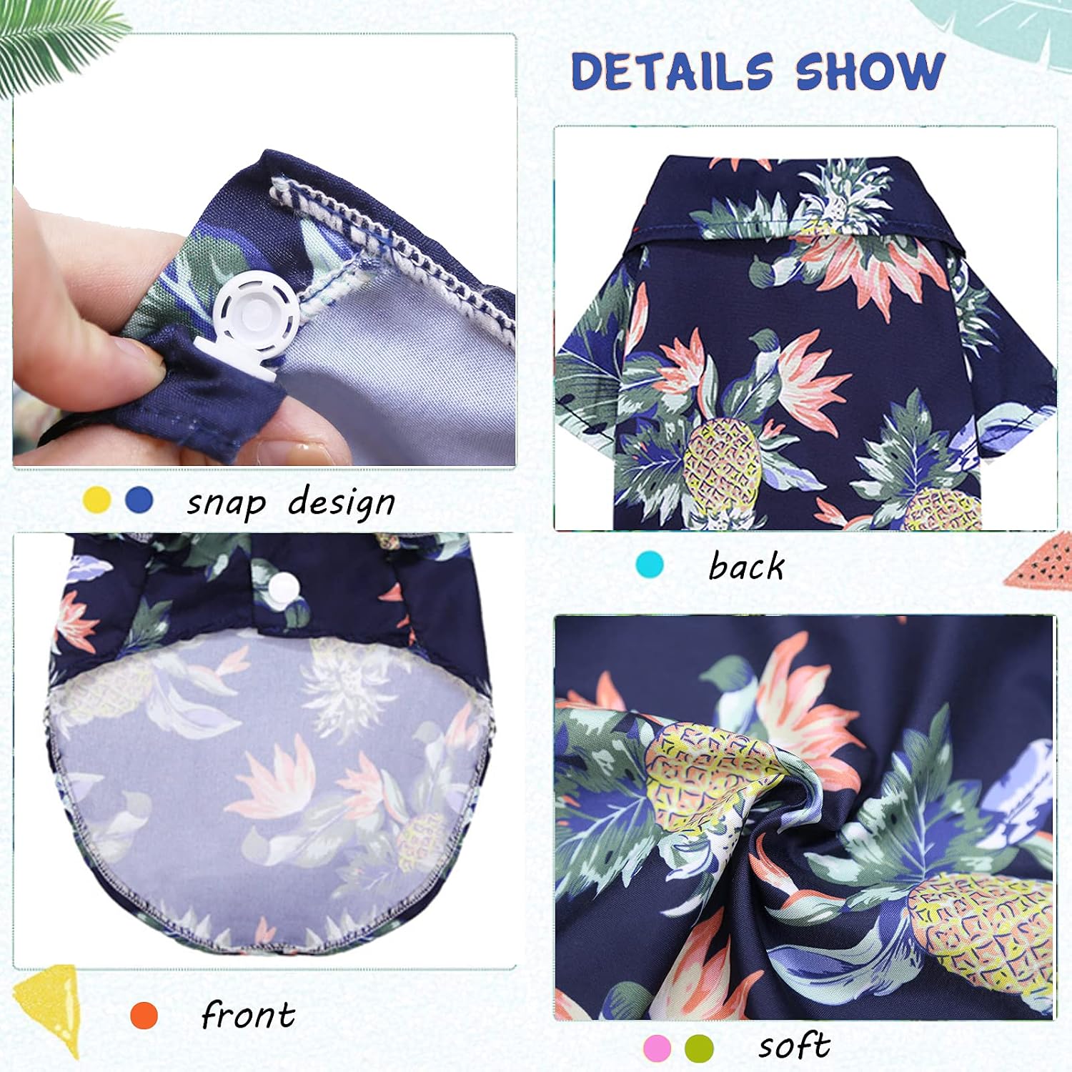 Pack of 4 Hawaiian Dog Shirt Summer Breathable Pet Clothes Dog Sweatshirts Cool - Image 4