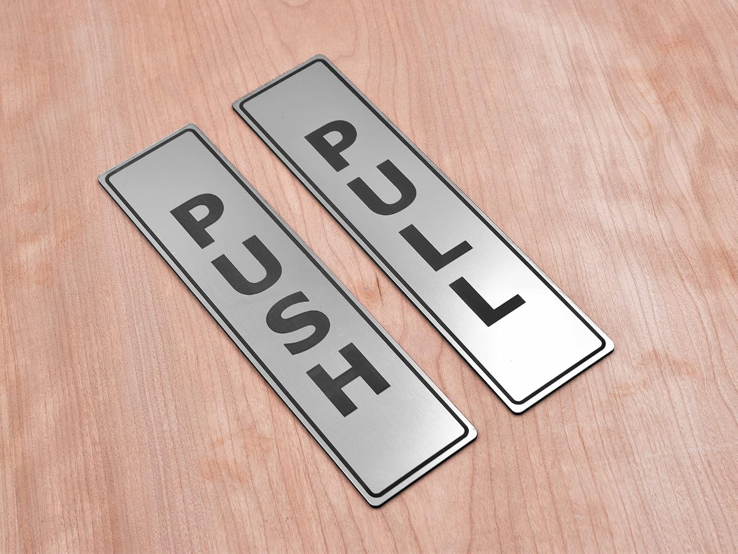 Silver Push Pull Set Pair of Door Signs for Businesses, Restaurants, Bars - Image 9