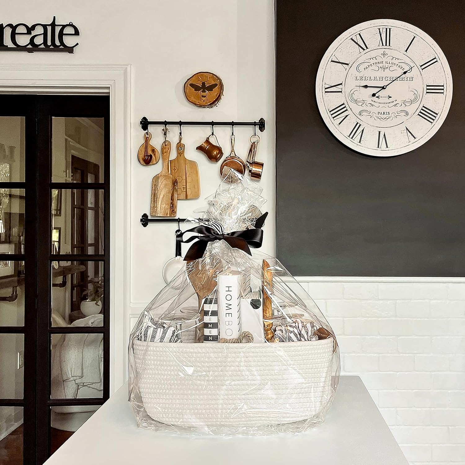 Rectangle Cotton Rope Woven Basket with Handles for Books, Magazines, Toys - Image 3