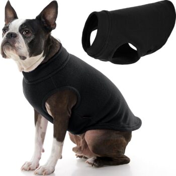Stretch Fleece Vest, Pullover Fleece Vest Jacket Sweater for Dogs, Black, Large