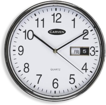 Clock with Date 285MM, White
