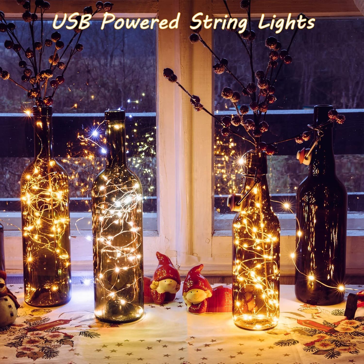 Fairy Lights for Bedroom, 2 Pack Total 66ft 200 LED Indoor String Lights USB - Image 4