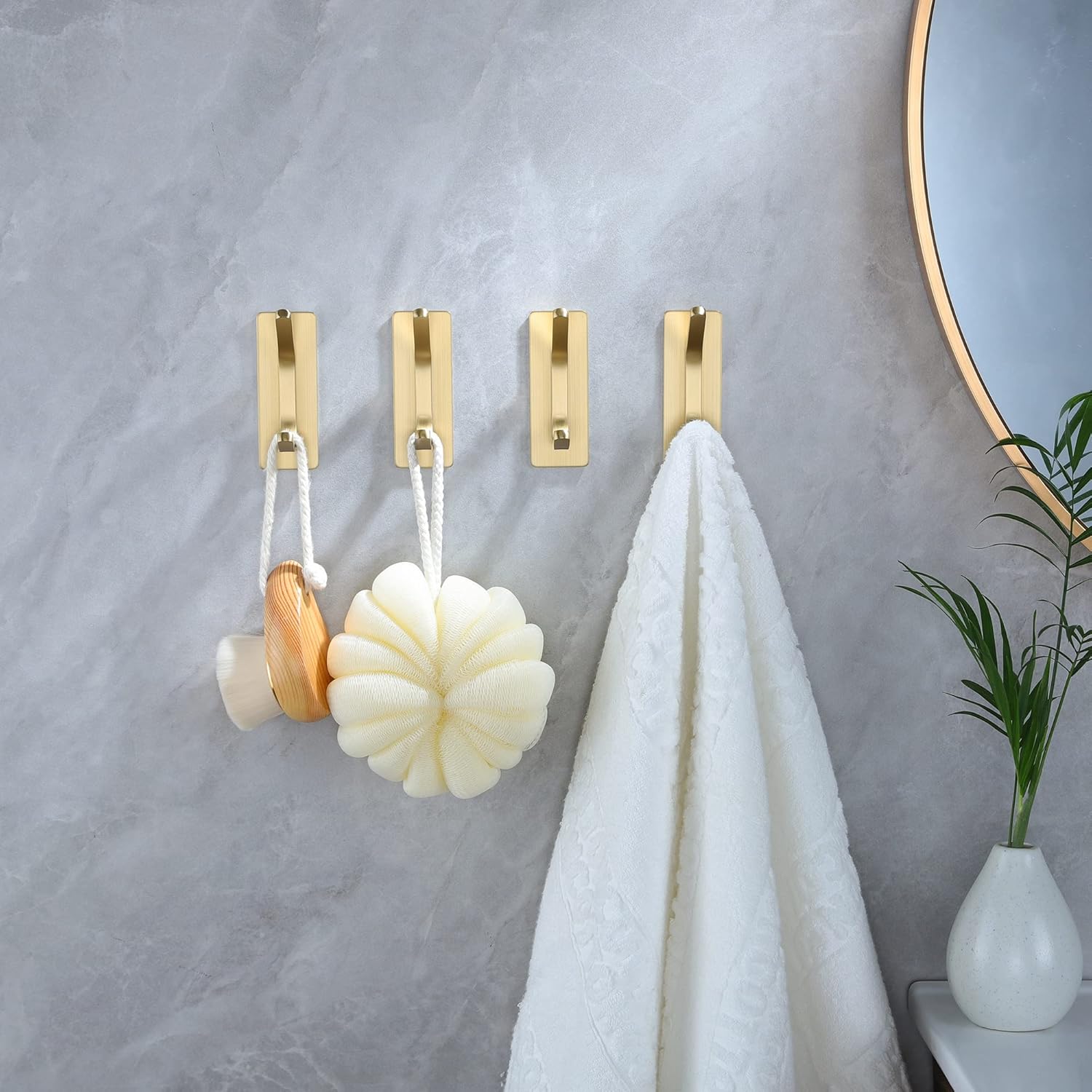 Towel Hooks/Adhesive Hooks - Brushed Gold Wall for Hanging Coat, Hat,Towel Robe - Image 3