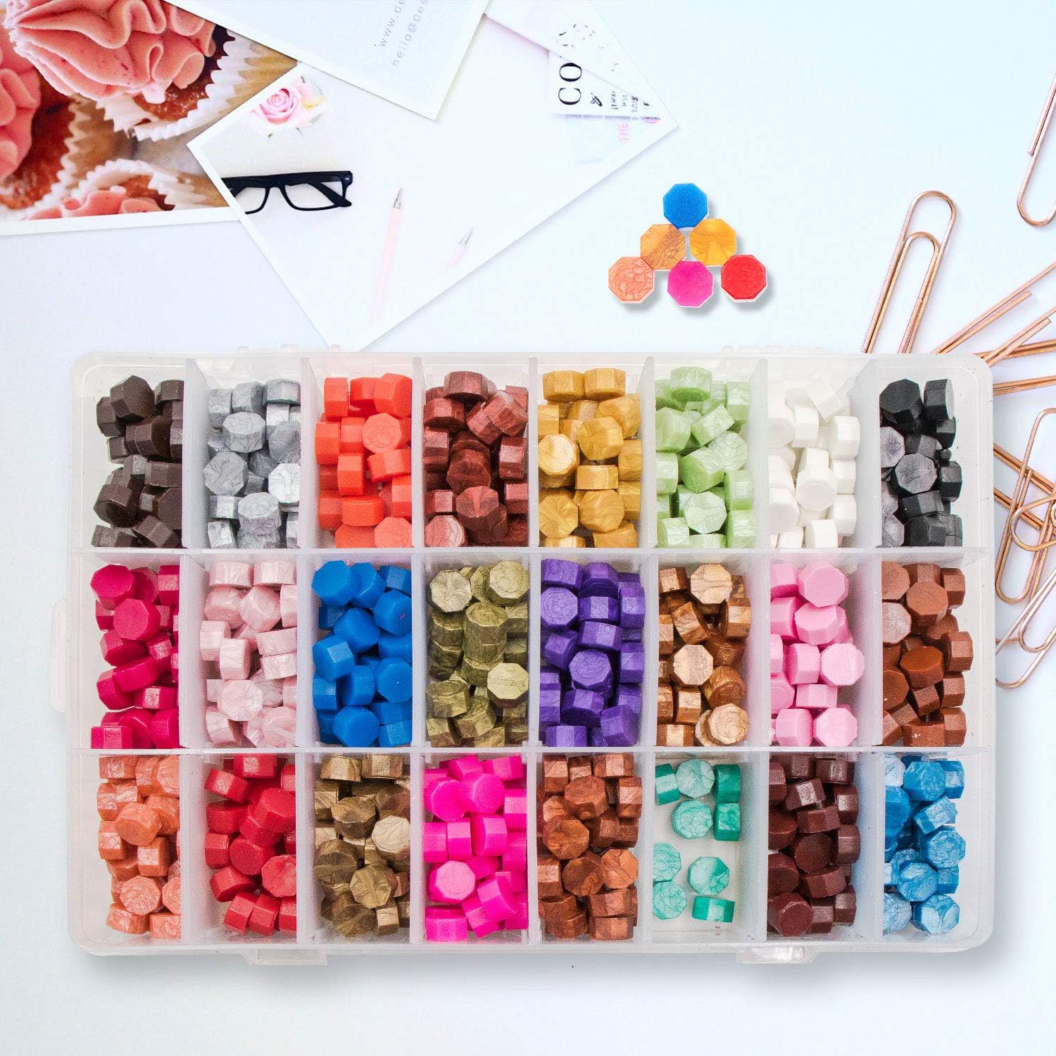 Wax Seal Kit, 744Pcs Octagon Sealing Wax Beads w/ Melting Furnace, Tree of Life - Image 2