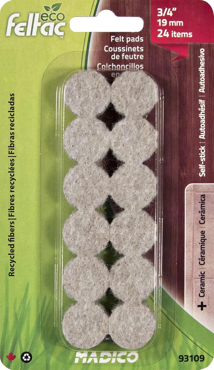 Self-Stick Felt Floor Savers Round, Beige, 19 mm (Pack of 24) - Image 2