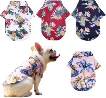Pack of 4 Hawaiian Dog Shirt Summer Breathable Pet Clothes Dog Sweatshirts Cool