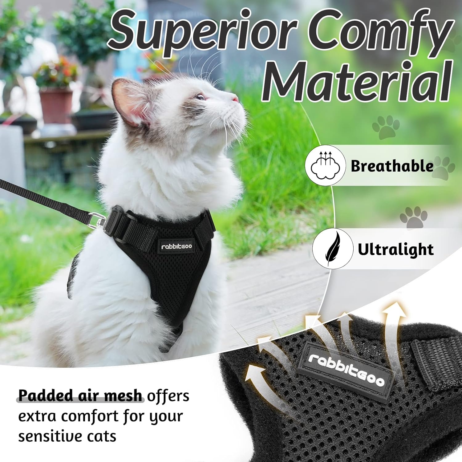 Cat Harness and Leash for Walking, Escape Proof Soft Adjustable Vest Harnesses - Image 4