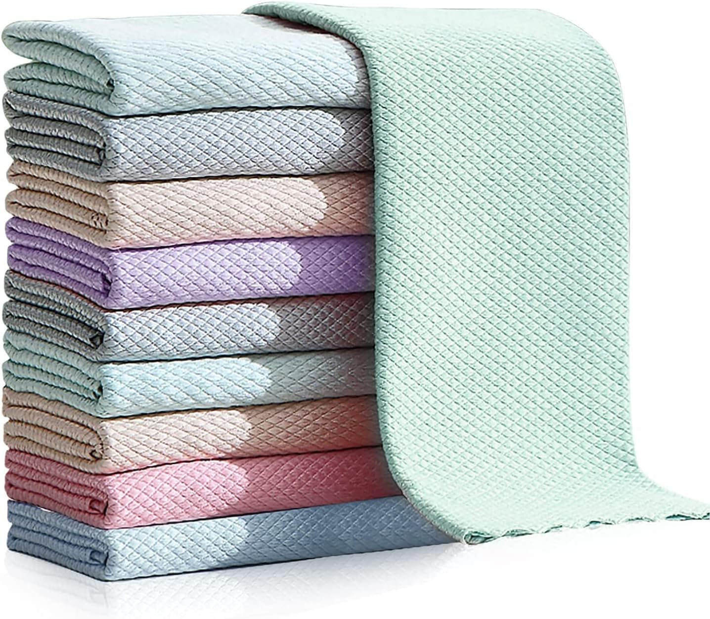 10PCS Fish Scale Microfiber Polishing Cleaning Cloth,Nanoscale Glasses Cleaning