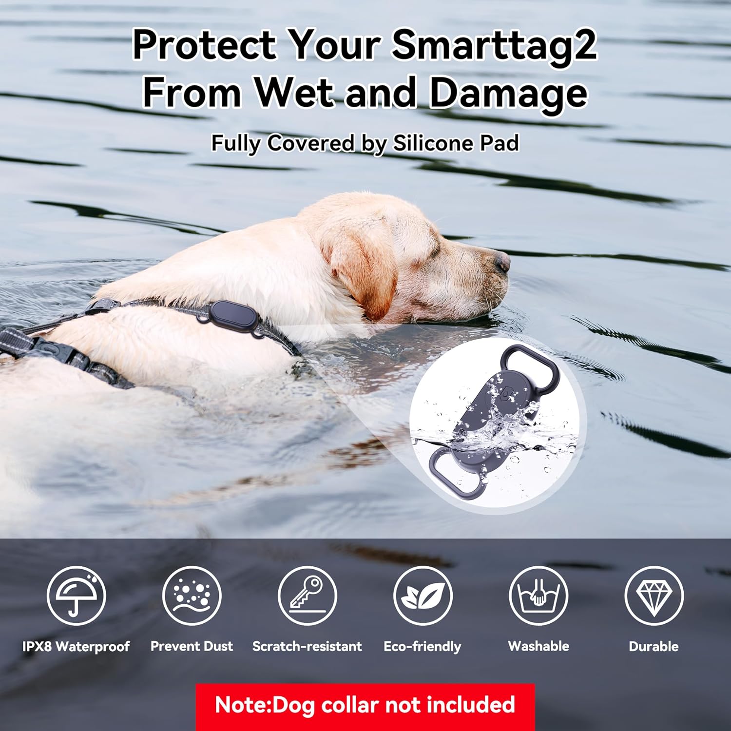 Dog Collar Holder(2 Pack) for Galaxy Smarttag2, Waterproof Silicone Case for Pet - Image 6
