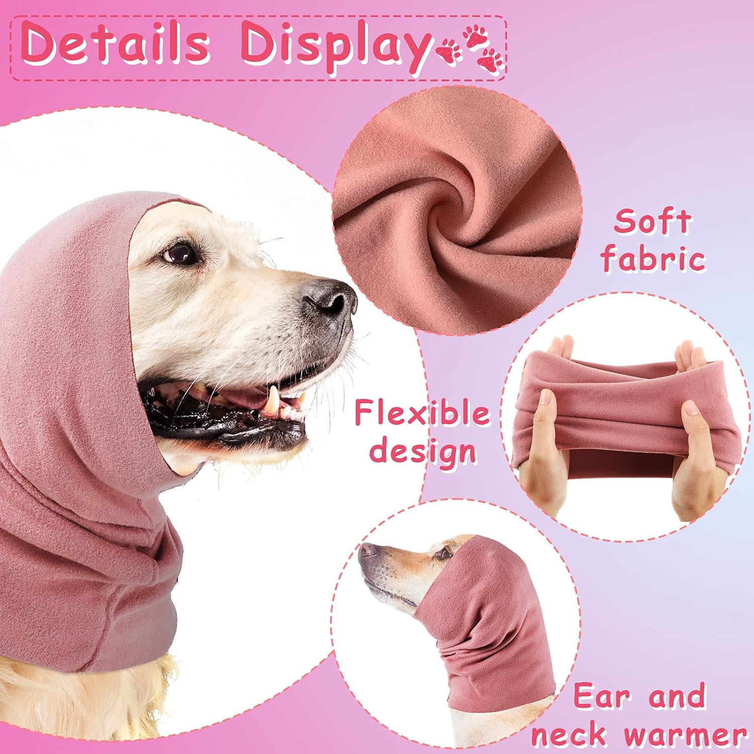 3 Pcs Dog Ear Muffs Noise Protection Covers Hearing Wrap Earmuff Winter - Image 2