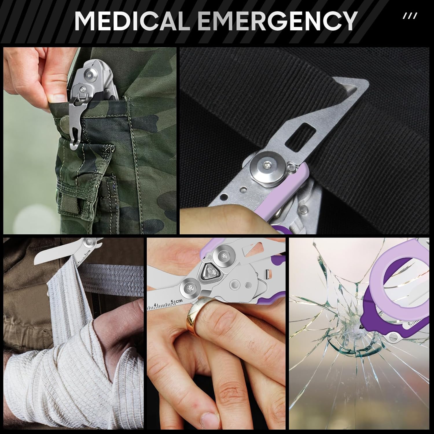 Trauma Shears Emergency Shears with Strap Cutter and Glass Breaker Stainless - Image 6
