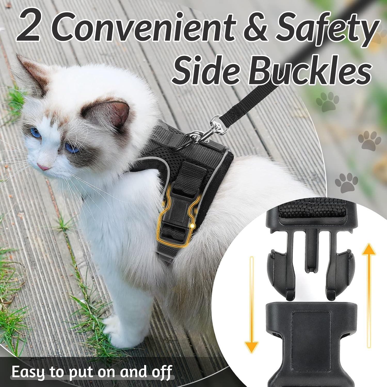 Cat Harness and Leash for Walking, Escape Proof Soft Adjustable Vest Harnesses - Image 6