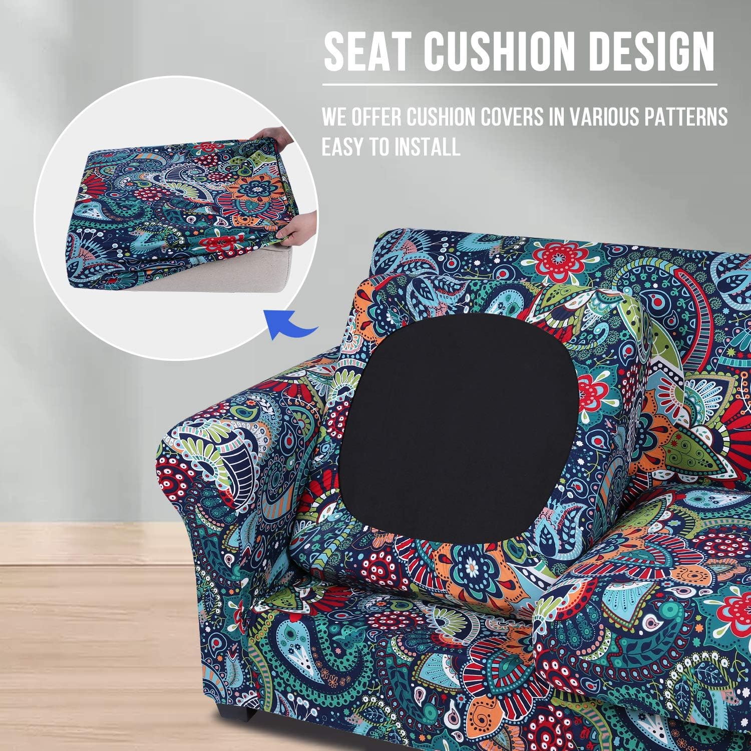 Couch Covers, Chair/Sofa Covers, Floral Pattern, Stretch, Printed, 2 Pieces - Image 2