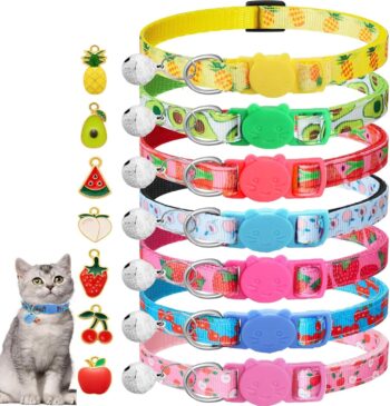 Cat Collars,7 Pack Cat Collar with Bells,Safety Breakaway Cat Collars Adjustable
