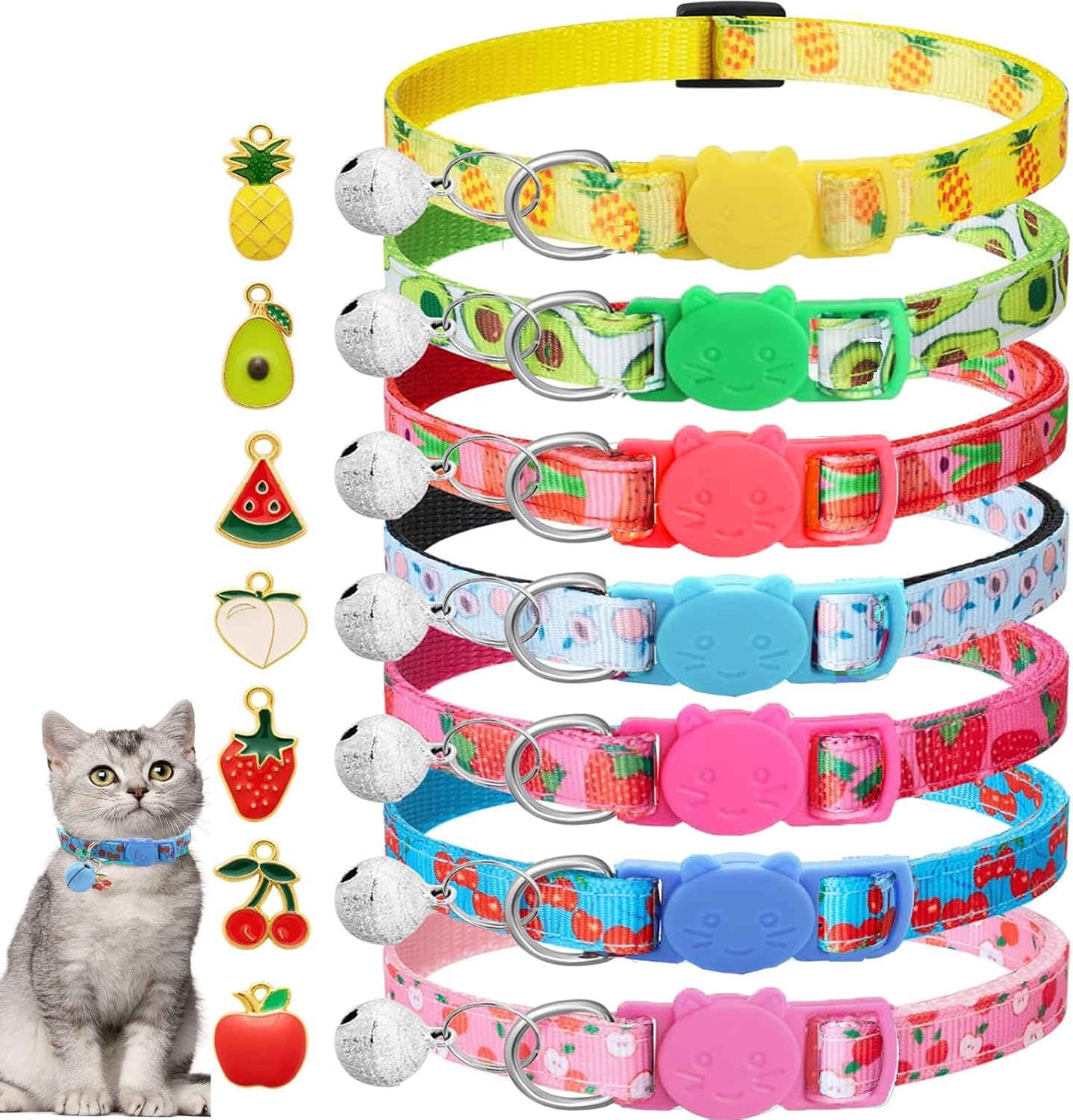 Cat Collars,7 Pack Cat Collar with Bells,Safety Breakaway Cat Collars Adjustable