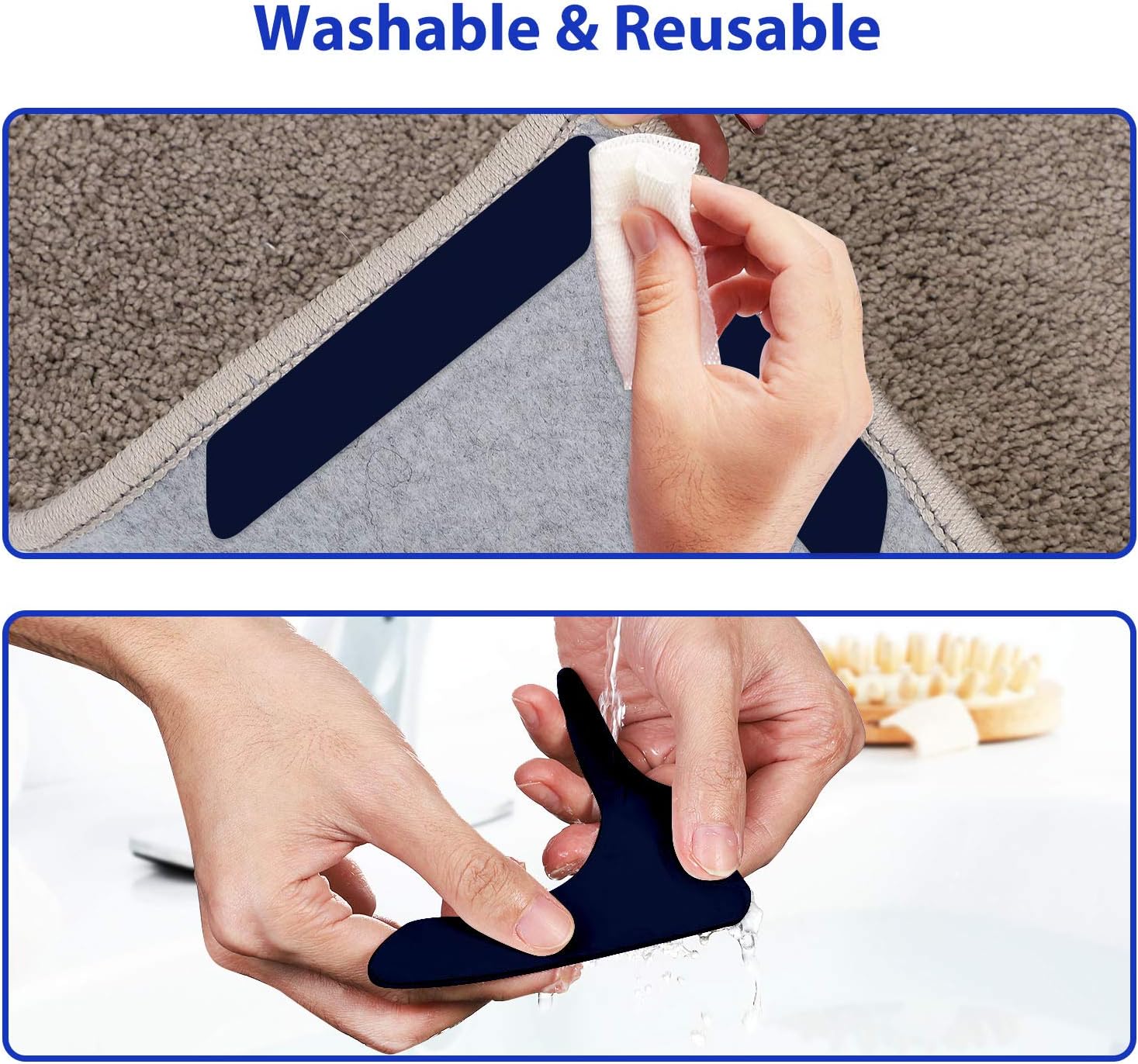 Rug-Grip, 16 Pcs Dual Sided Washable Removable Prevent Curling Corner Carpet - Image 5