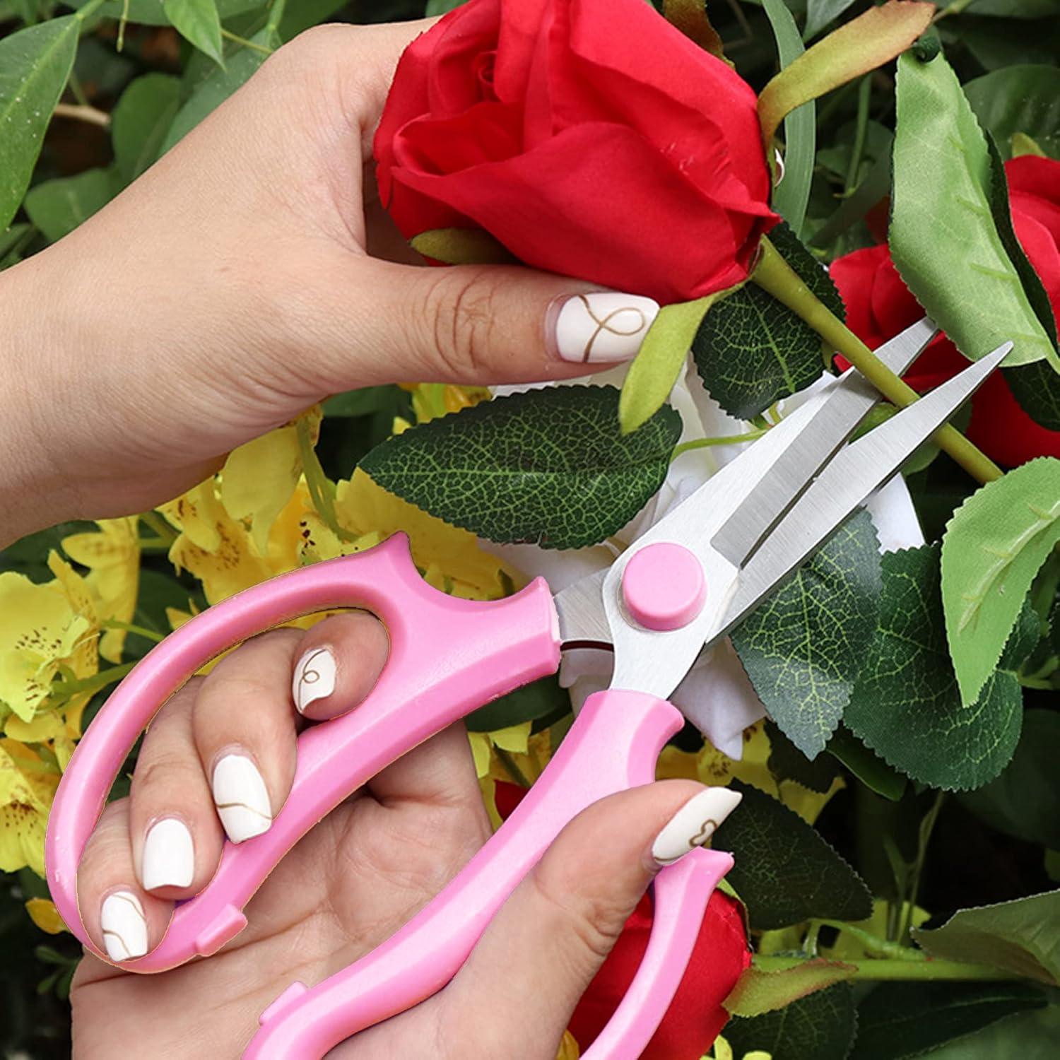 Garden Scissors, 2Pcs Pink Floral Shears, Flower Scissors with 2 Different - Image 5