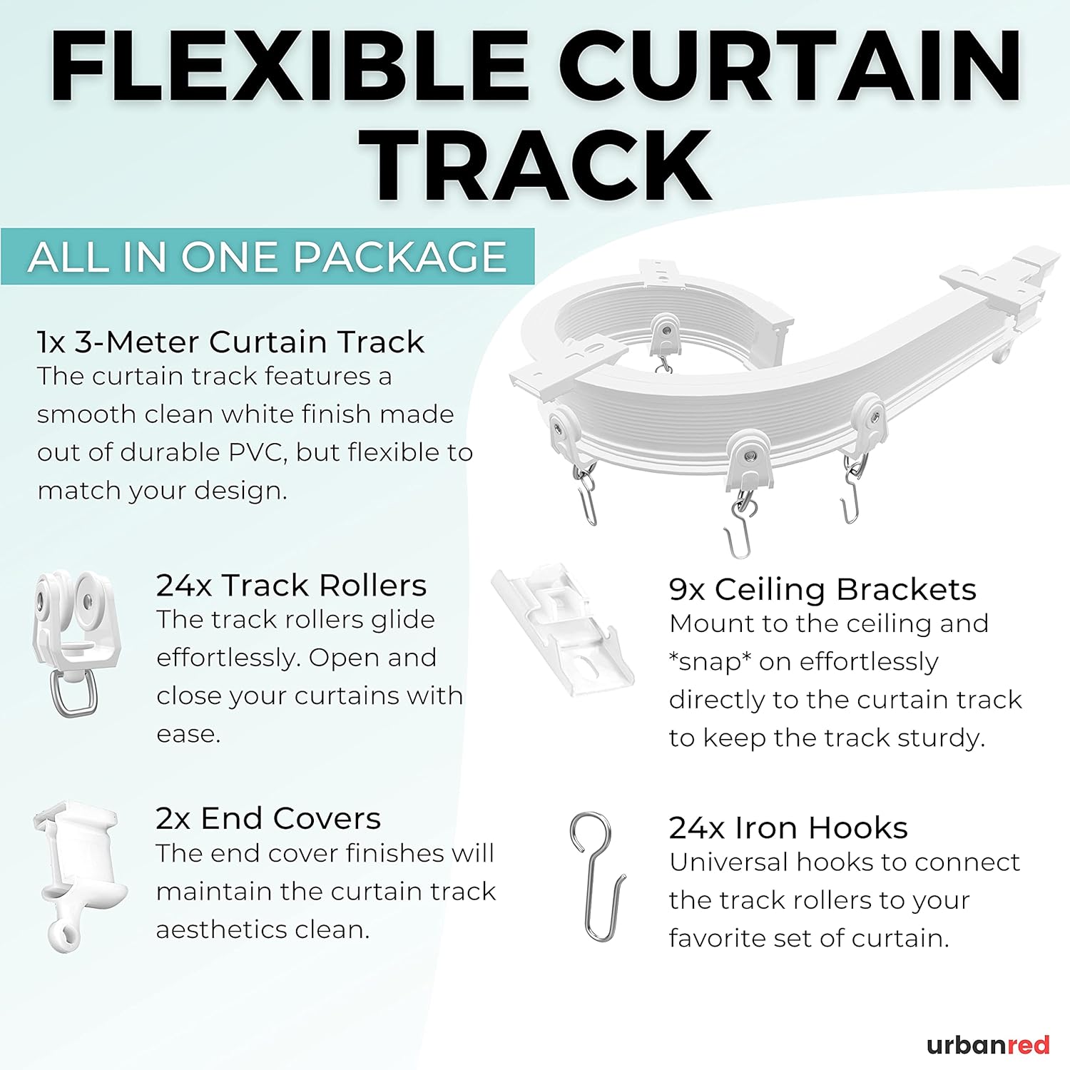 Ceiling Curtain Track - Ceiling Track Ceiling Mount for Curtain Rail with Track - Image 2