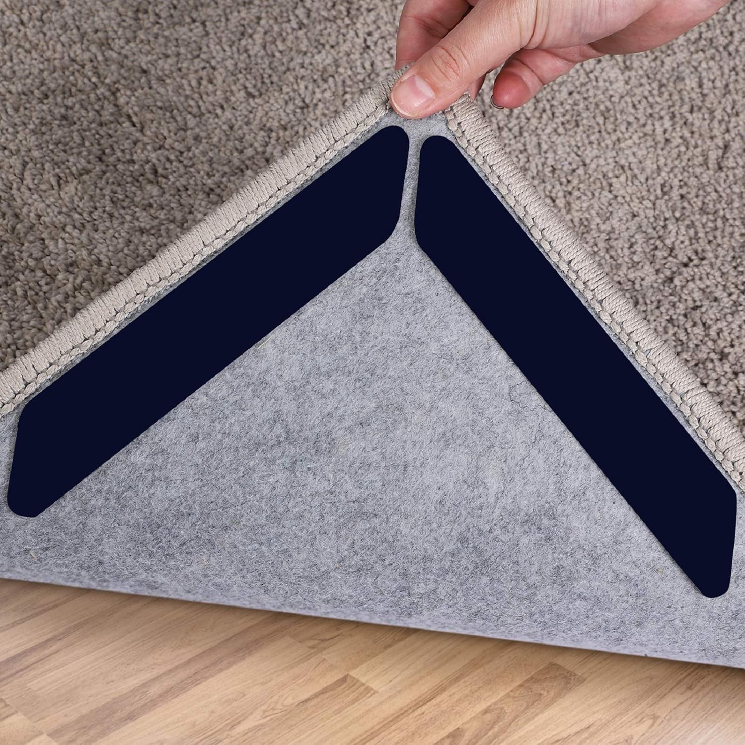 Rug-Grip, 16 Pcs Dual Sided Washable Removable Prevent Curling Corner Carpet
