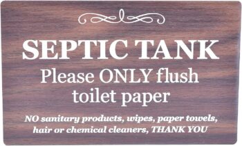 Stylish Walnut Effect Engraved Septic Tank Sign Plaque Notice for Toilet