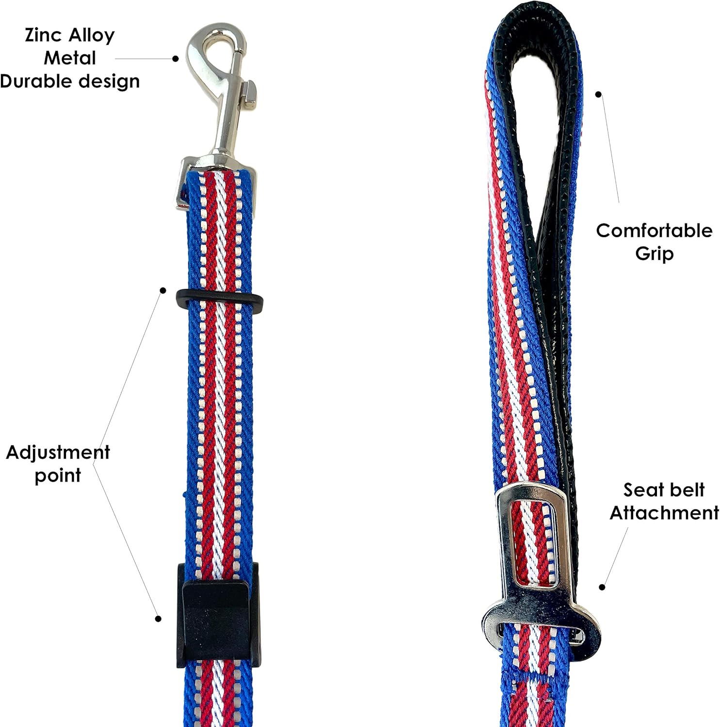 Dog Leash Car Seat Belt Chain Clip, Reflective Dog Leash, Adjustable Dog Seat - Image 3