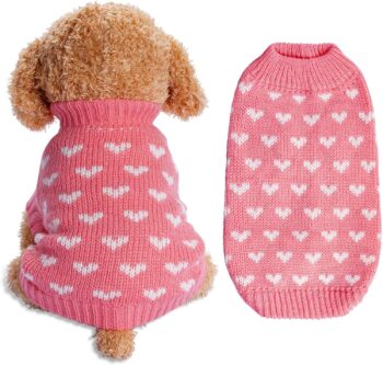 Dog Knitted Sweater Dog Heart Sweater Puppy Sweater Warm Soft Pet Holiday
