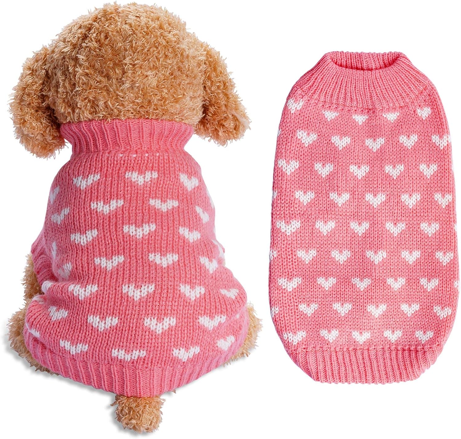 Dog Knitted Sweater Dog Heart Sweater Puppy Sweater Warm Soft Pet Holiday