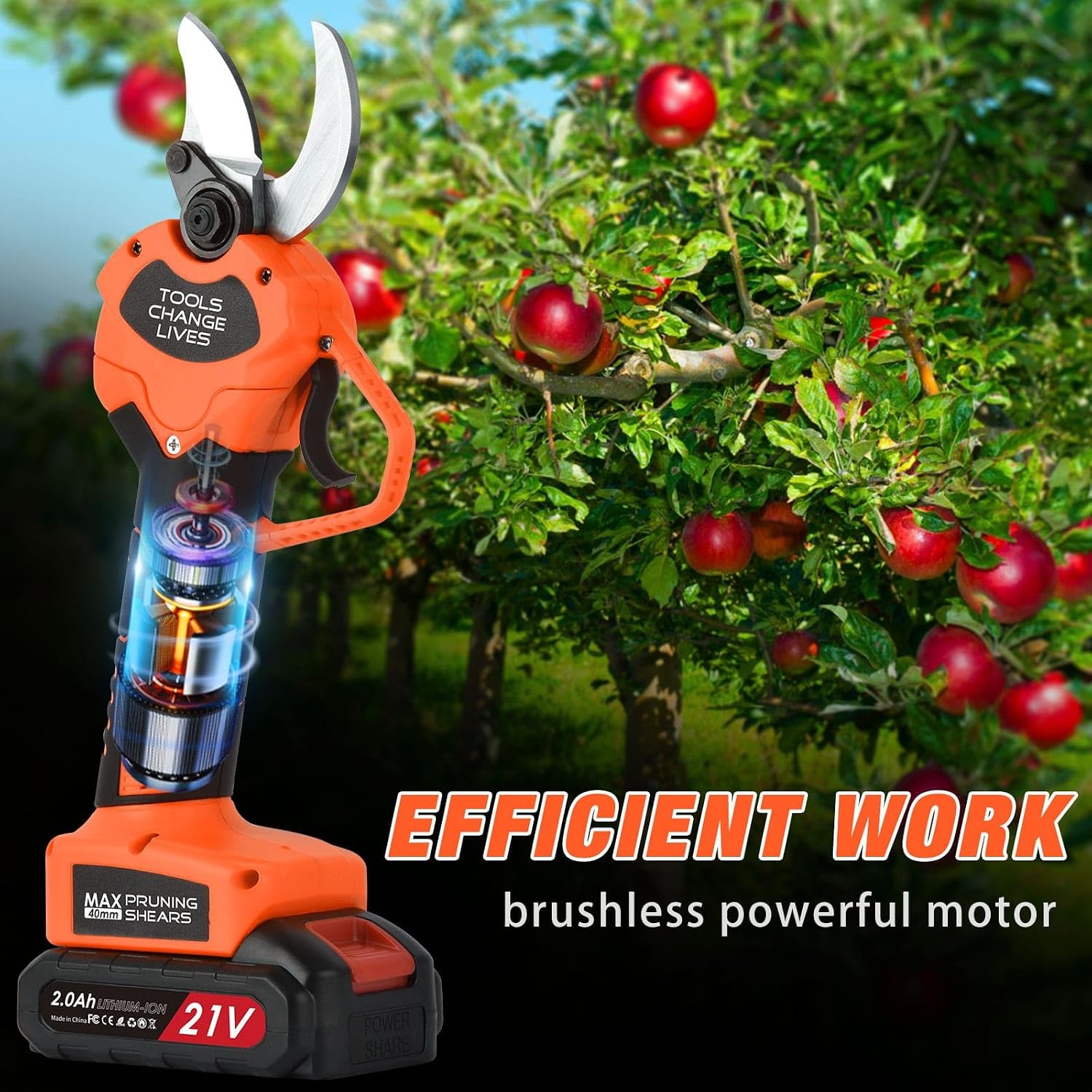 Electric Pruning Shears, Professional Cordless Electric Secateurs Battery - Image 7