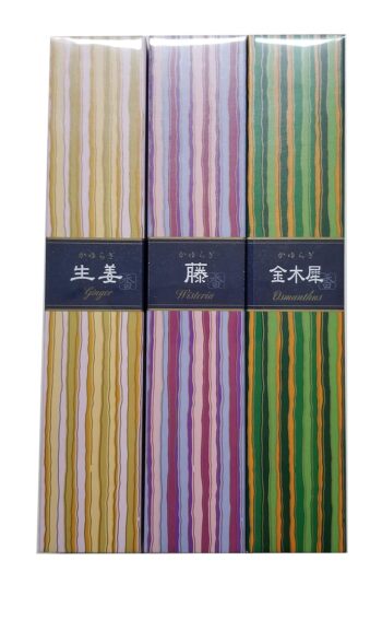 Kayuragi Incense Set of 3 Scents (Ginger, Osmanthus and Wisteria) 40 Sticks