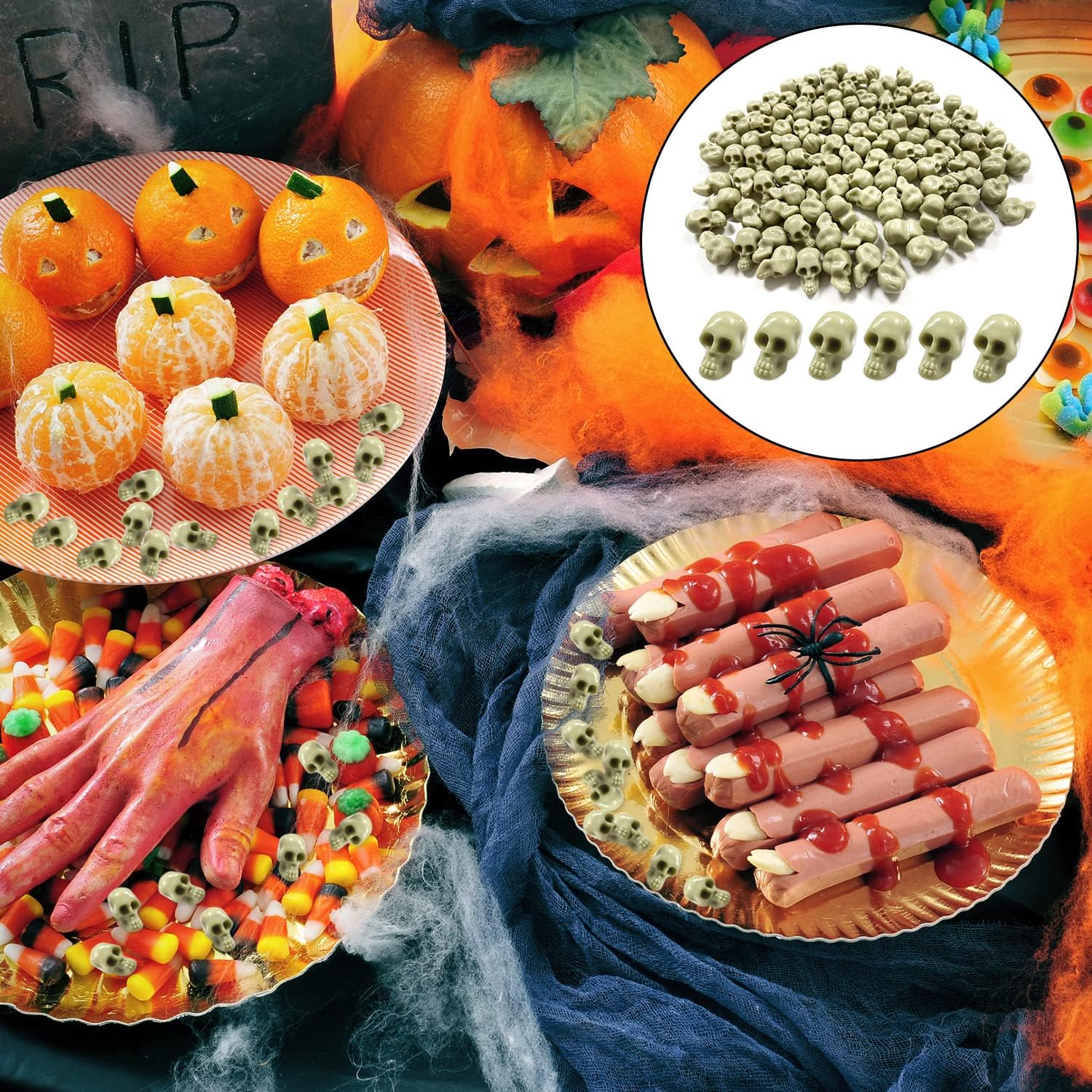 Mini Halloween Skulls, 100 Pcs Horror Plastic Skull Head Decorations - Image 3