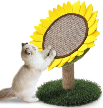 Cat Scratching Post, Sunflower Claw Scratching Post for Kitty, Natural Sisal