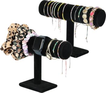 Bracelet Holder Display Stand, Bangle Organiser Stand-2pk Black Velvet Stands