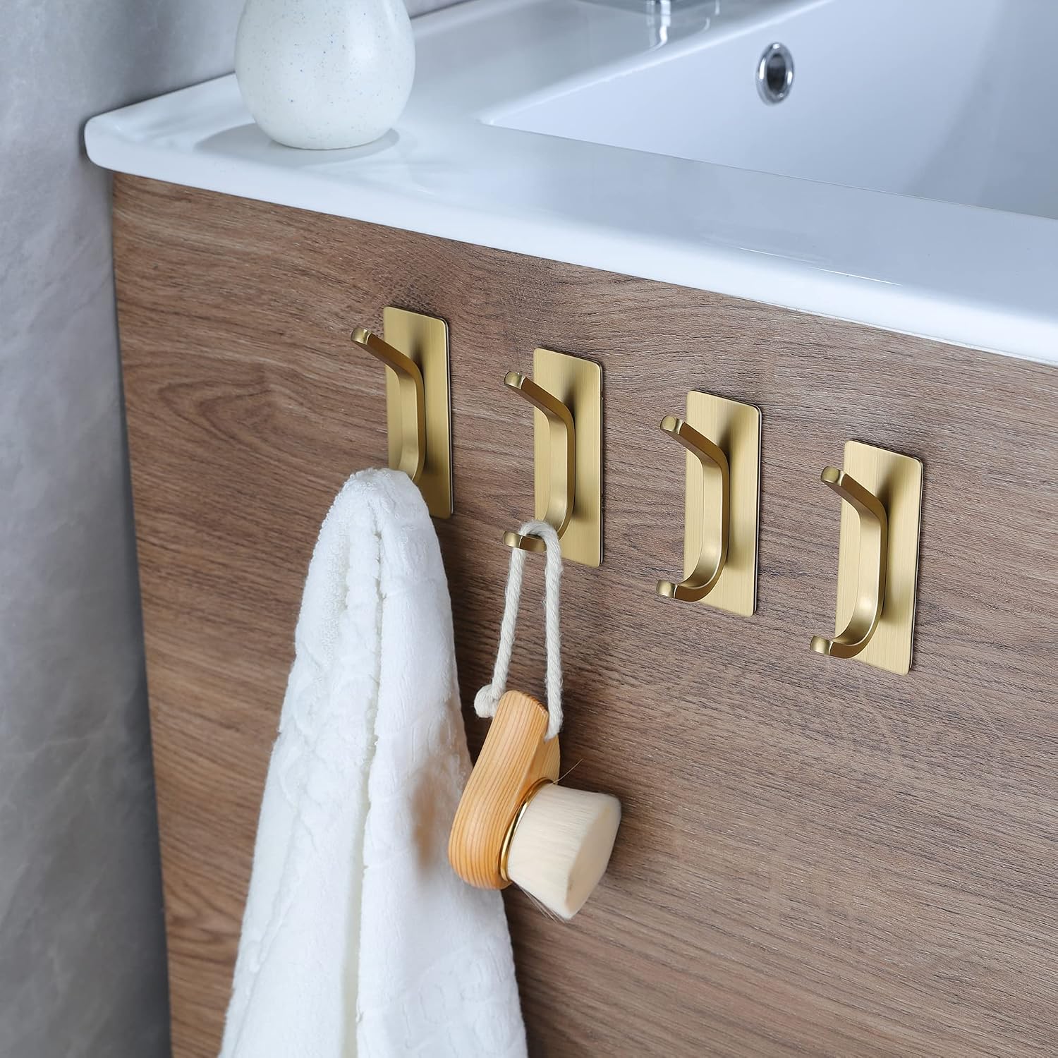 Towel Hooks/Adhesive Hooks - Brushed Gold Wall for Hanging Coat, Hat,Towel Robe - Image 4