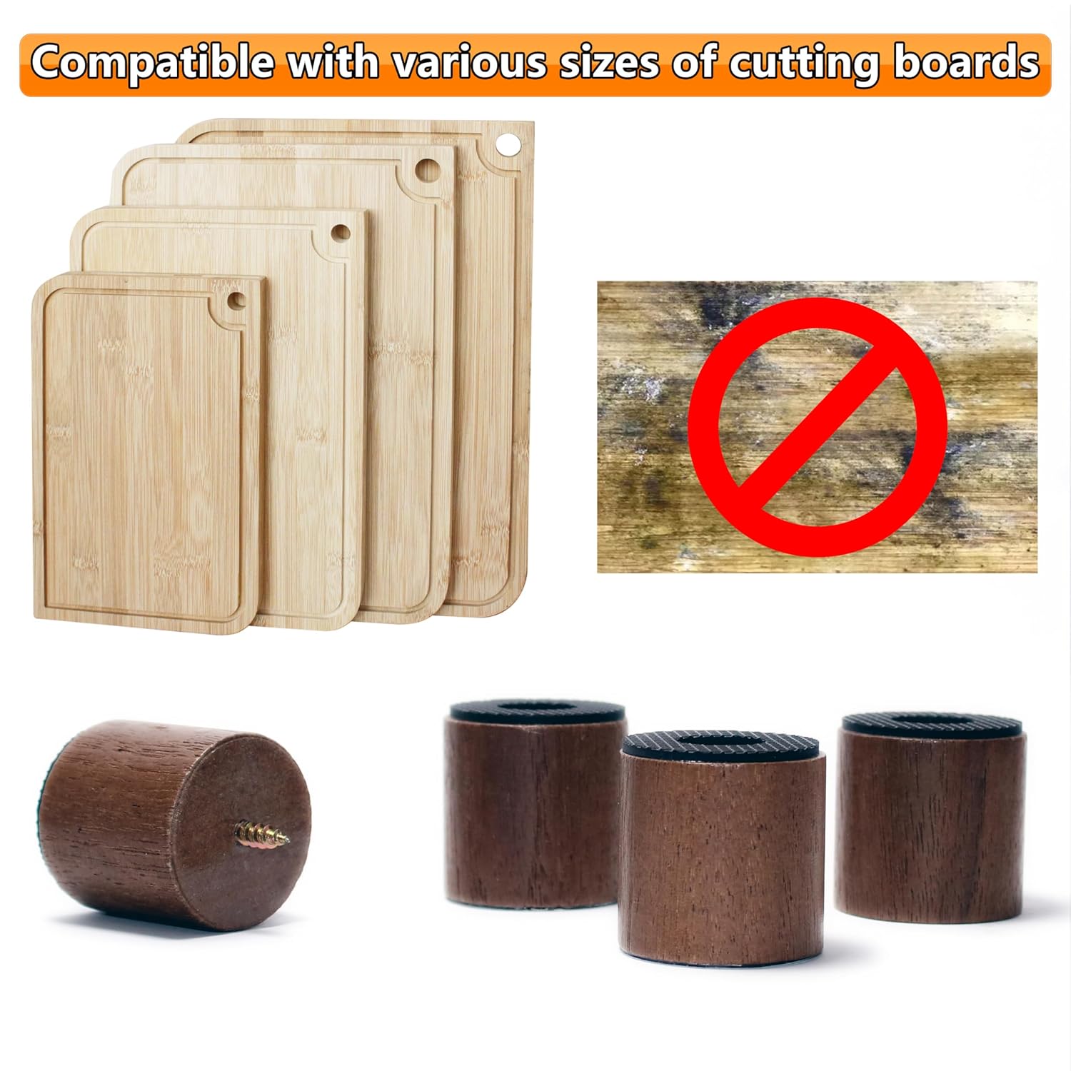 Cutting Board Feet, Walnut Chopping Board Feet, Cutting Board Feet Non Slip - Image 6