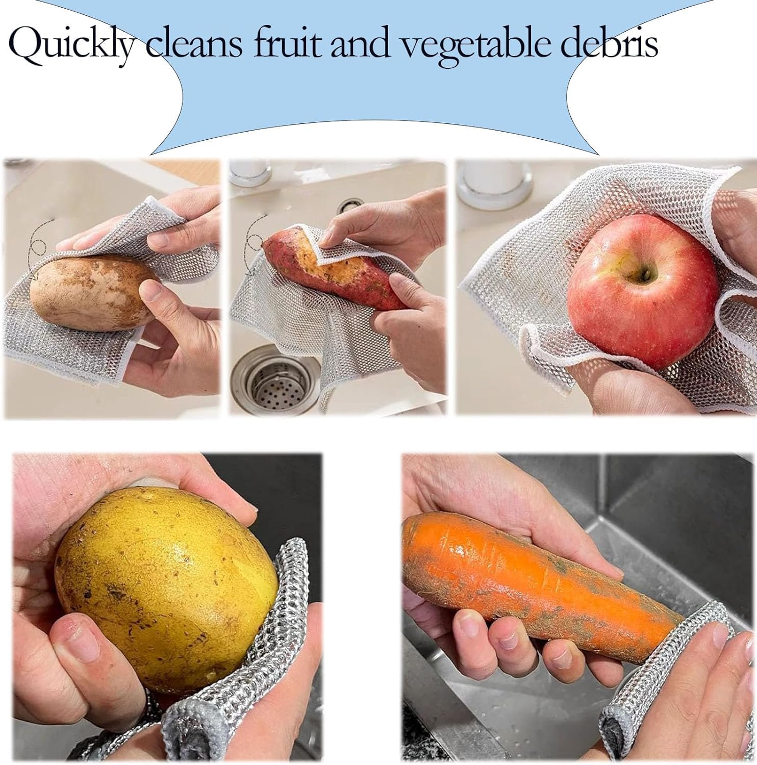 5PCS Multipurpose Wire Dishwashing Rags for Wet and Dry, Reusable Non-Scratch - Image 6