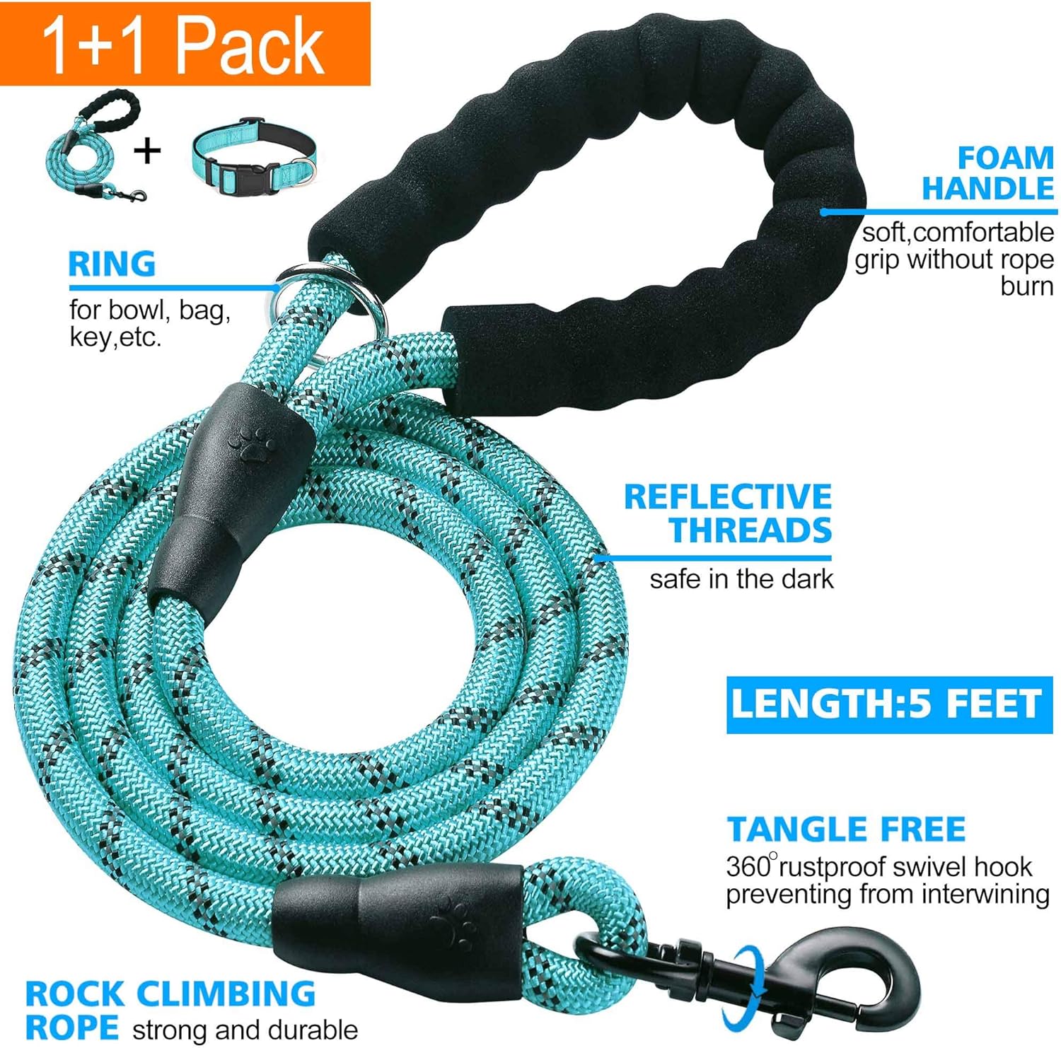 Reflective Dog Collar Padded with Soft Neoprene Breathable Adjustable Nylon Dog - Image 2