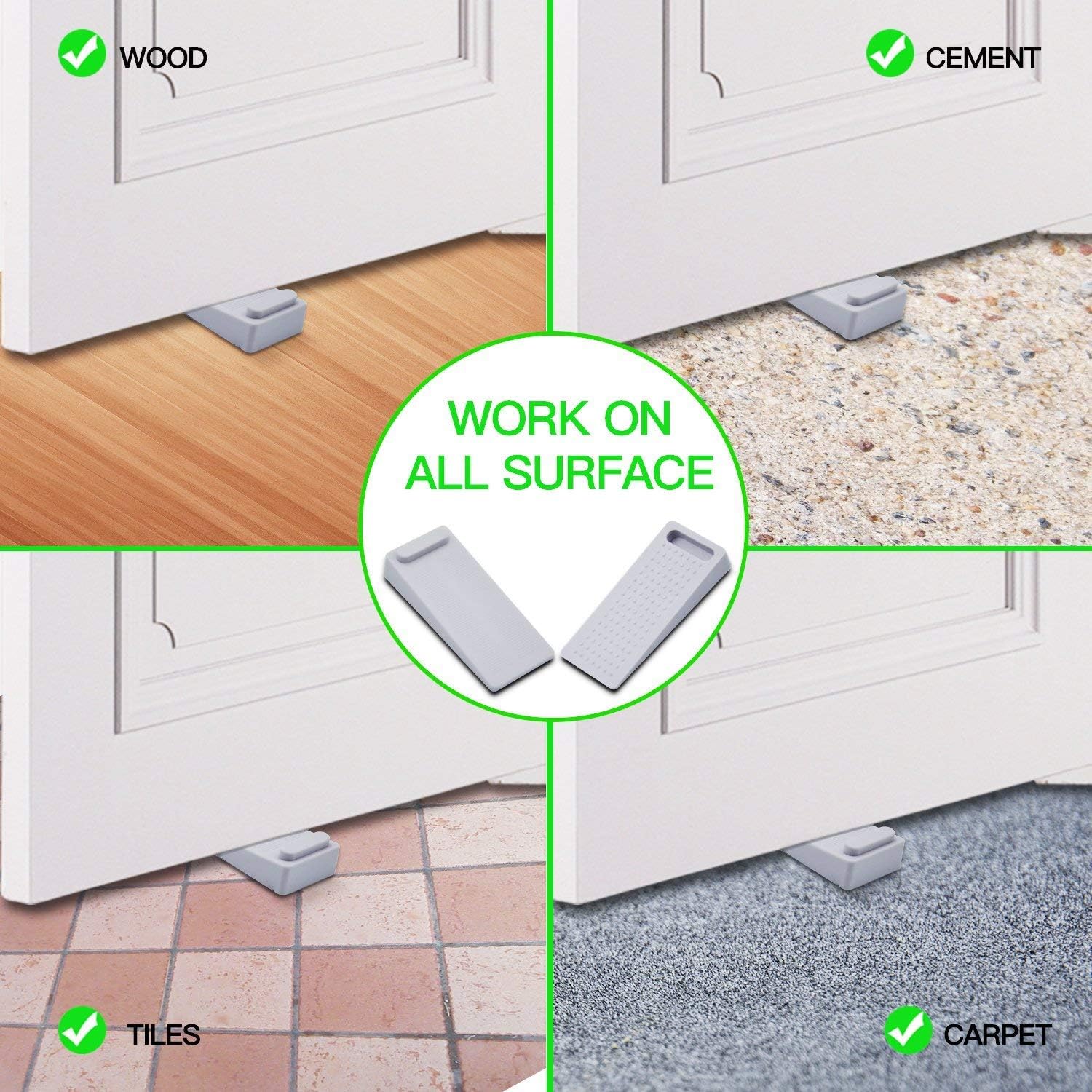 Rubber Door Stoppers 6 Pack, Heavy Duty No-Slip Adjustable Height and Stackable - Image 5