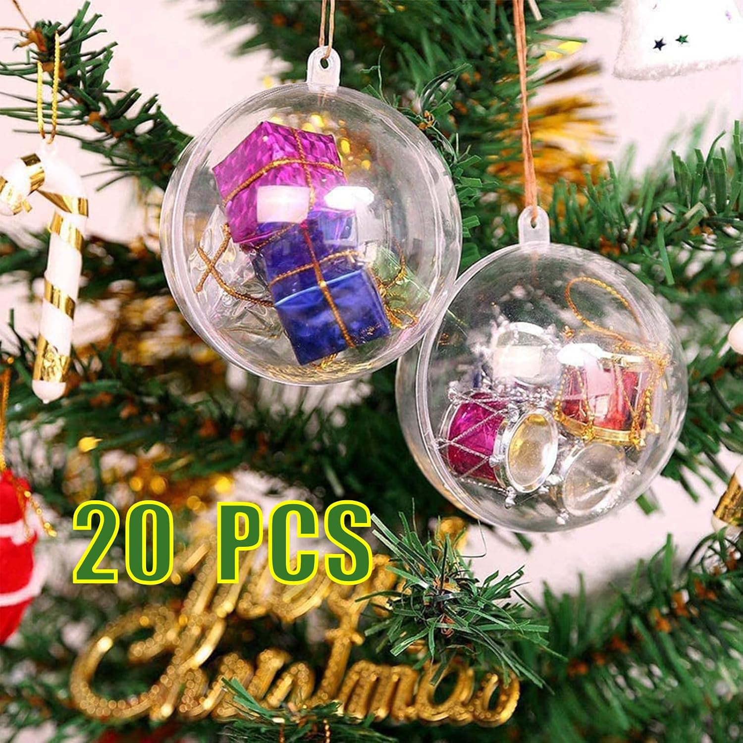Clear Christmas Baubles to Fill 8 cm, Plastic Christmas Balls Transparent 3.15" - Image 2