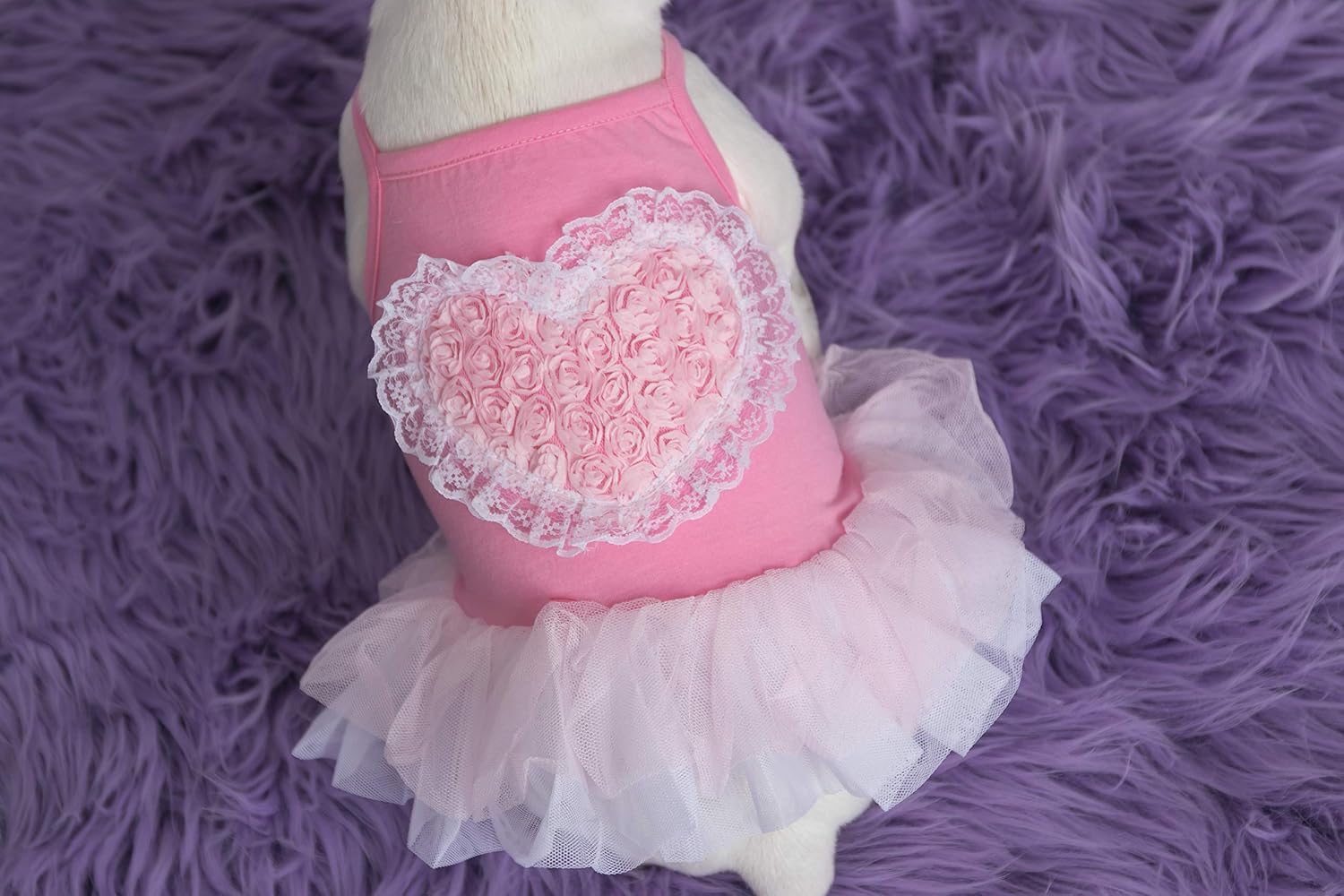 Parisian Pet Dog Clothes Cat Apparel Outfits Tutu Heart, Pink, L - Image 4