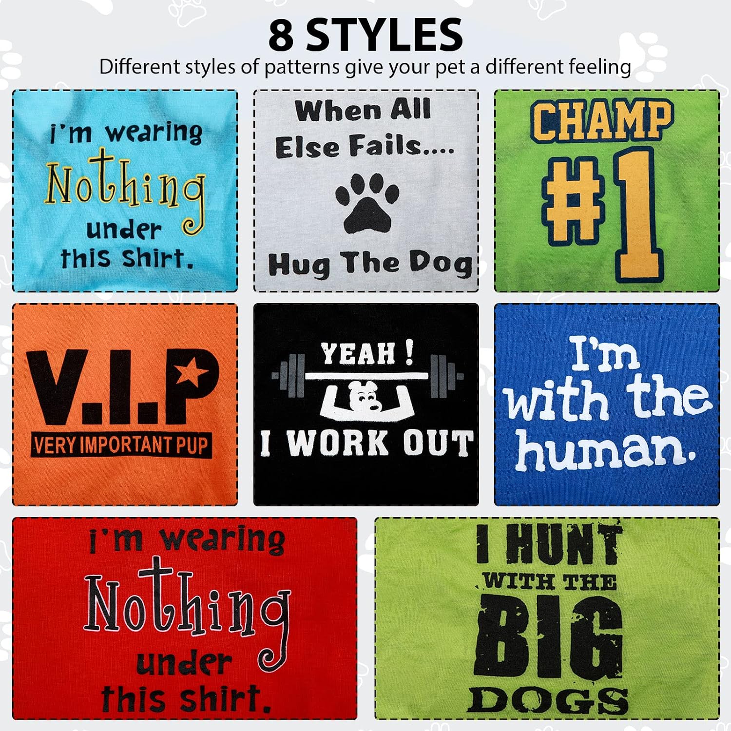 8 Pieces Dog Shirts Boy Funny Printed Puppy Shirts Summer Male Soft Dog Clothes - Image 3