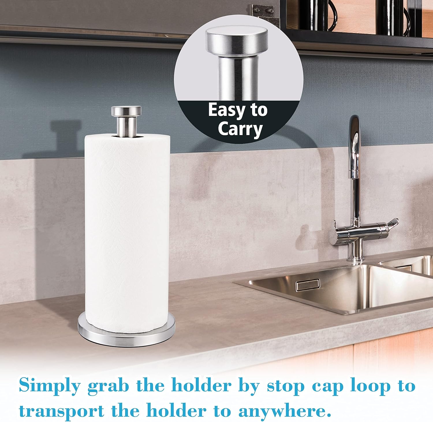 Paper Towel Holder Stand, Stainless Steel Kitchen Paper Towel Stand Holder - Image 4