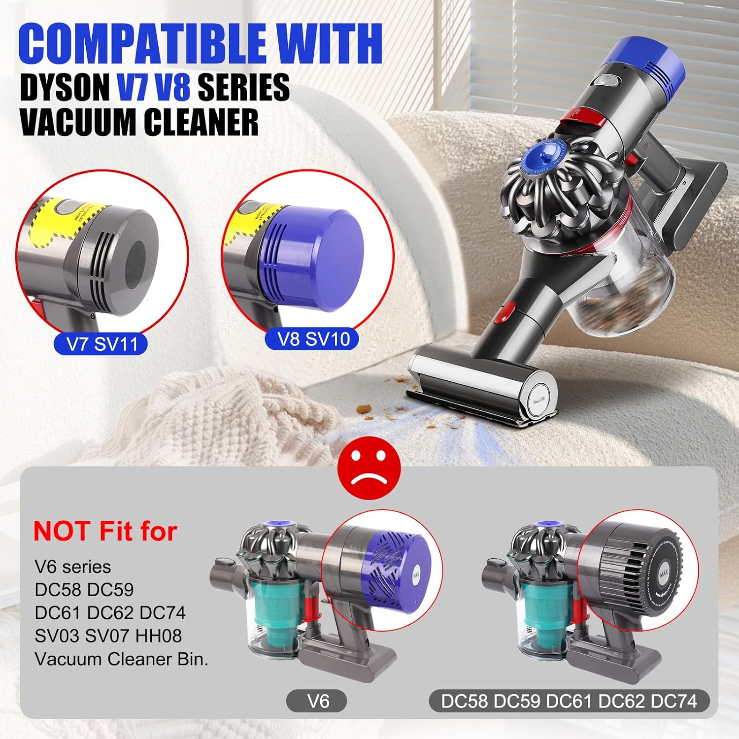 Dust Bin Lid Compatible with Dyson Vacuum Cleaner V7 V8 Models Dust Bin Door - Image 3