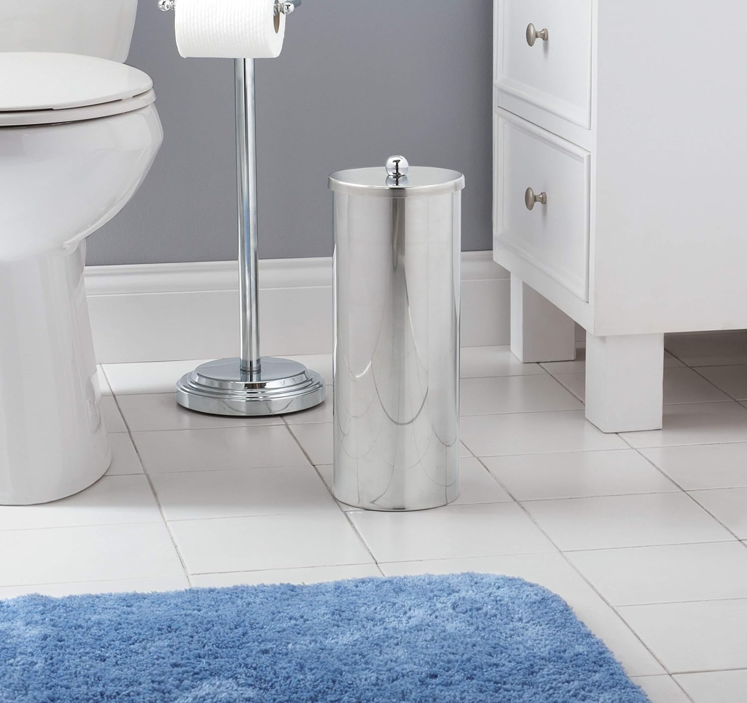 Toilet Paper Canister, Chrome, Stainless Steel - Image 2