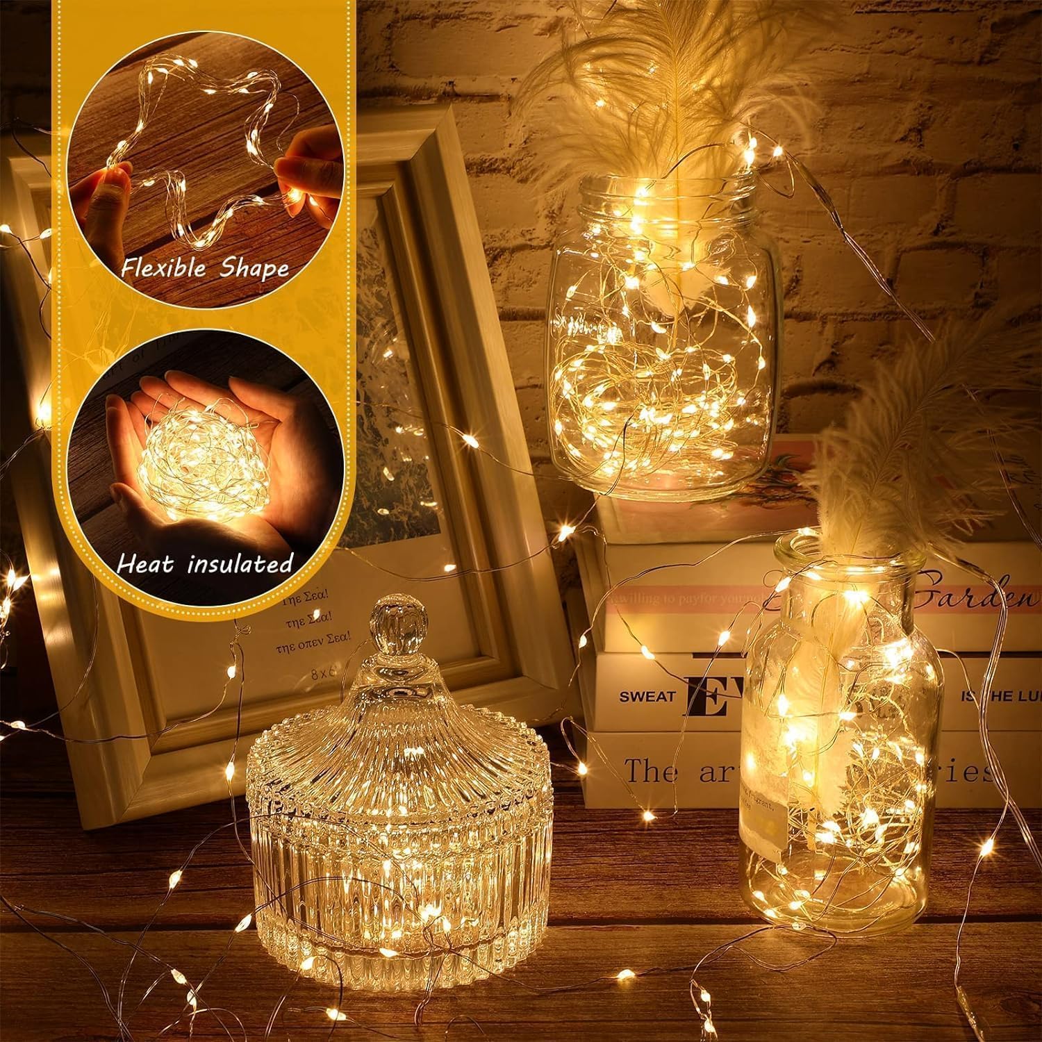 Fairy Lights for Bedroom, 2 Pack Total 66ft 200 LED Indoor String Lights USB - Image 2