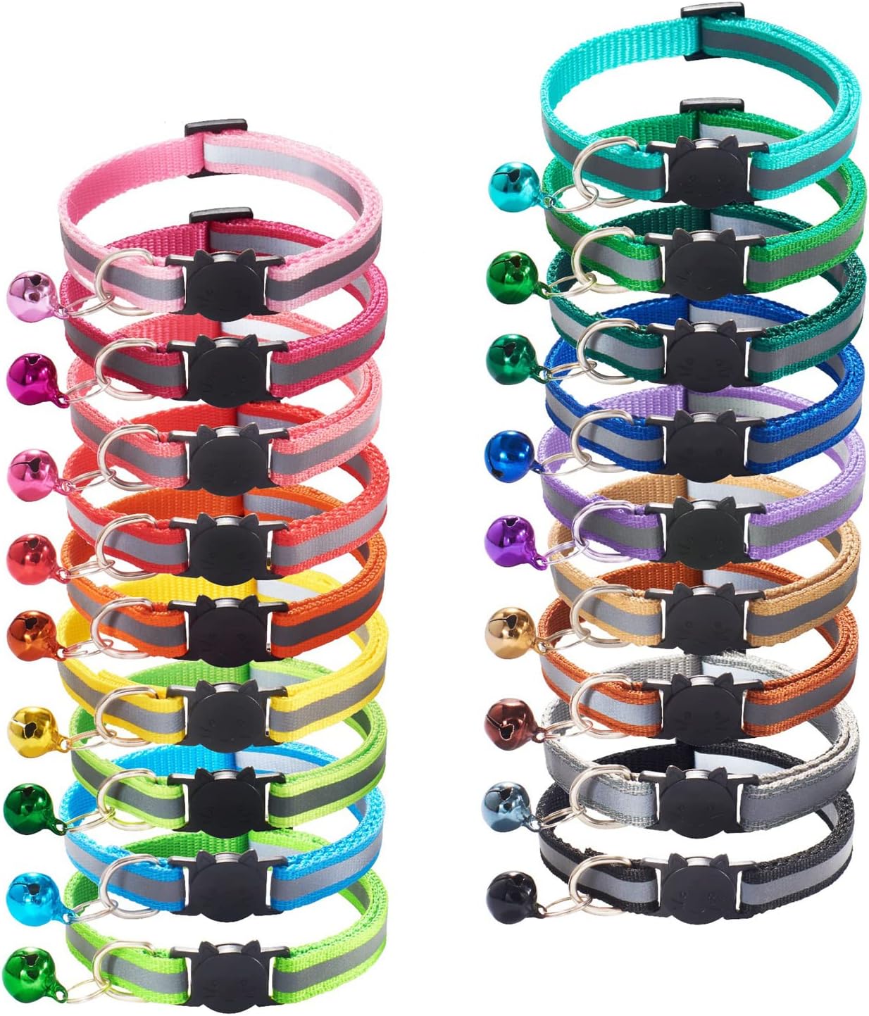 18 PCS Puppy ID Collars Reflective Stripe Puppy Collars Puppy Collars with Bell