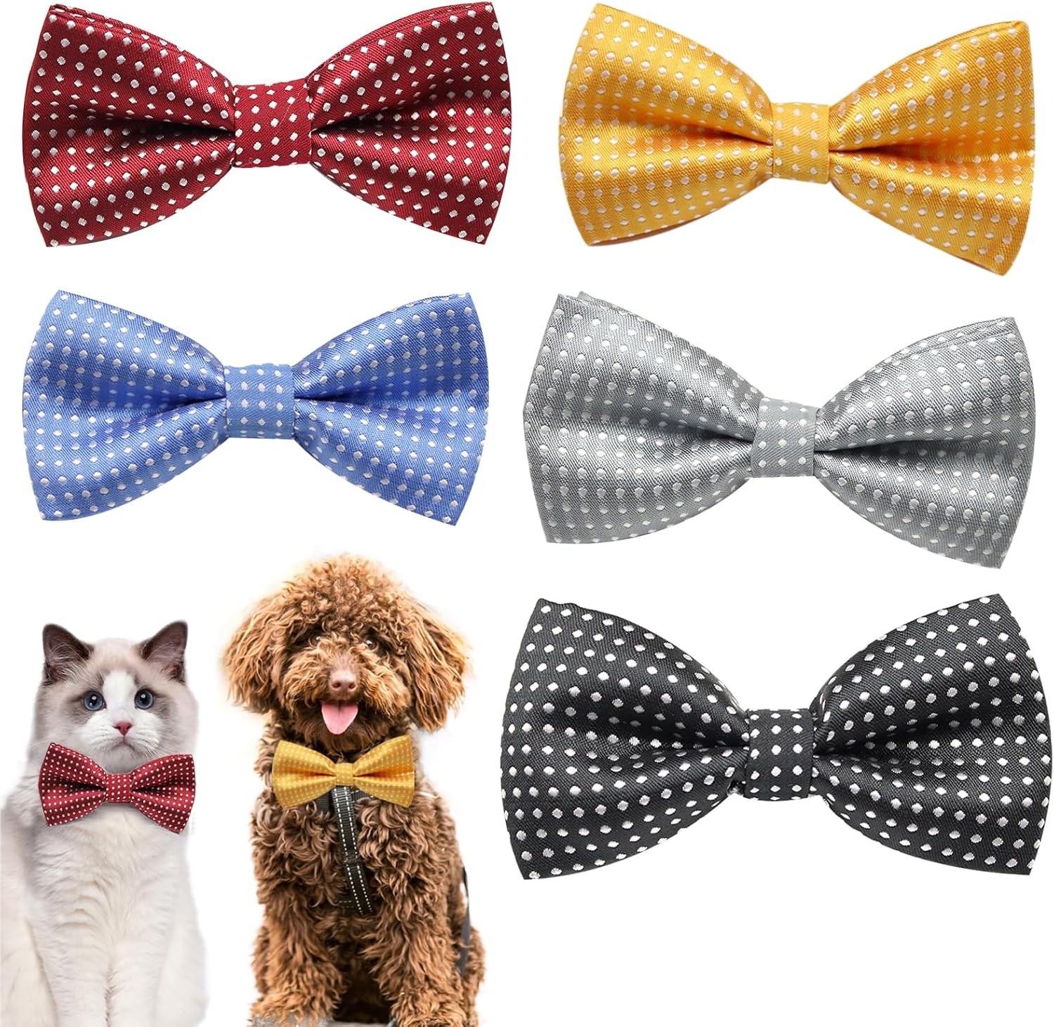 5PCS Dogs Collar Bow Ties Adjustable Pets Dog Cat Neck Tie Formal Pet Necktie