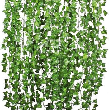 12 Strands Artificial Ivy Leaf Plants Vine Hanging Garland Fake Foliage Flowers