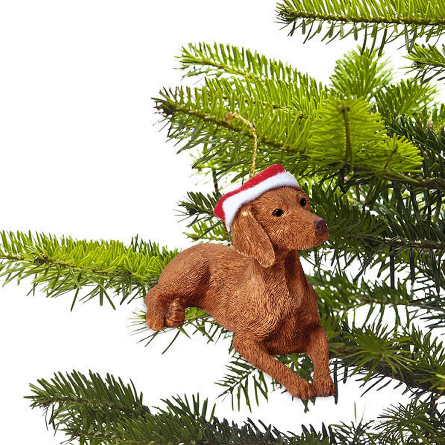Vizsla with Santa Hat Christmas Ornament - Image 2