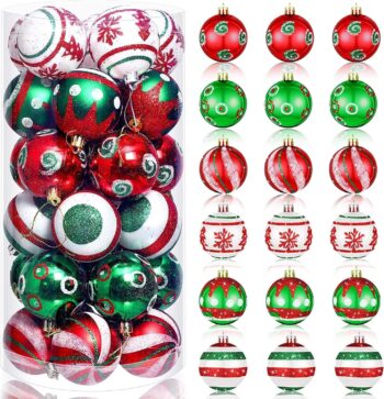 30pcs Colored Christmas Balls Ornaments for Xmas Tree Shatterproof Christmas
