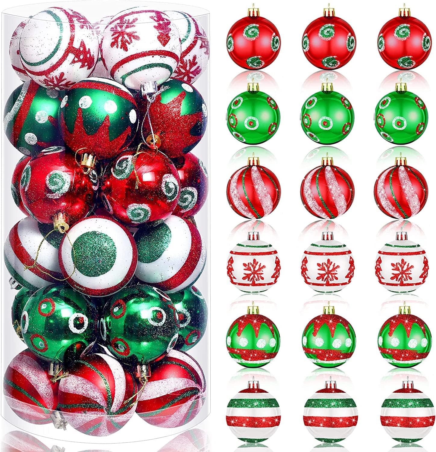 30pcs Colored Christmas Balls Ornaments for Xmas Tree Shatterproof Christmas